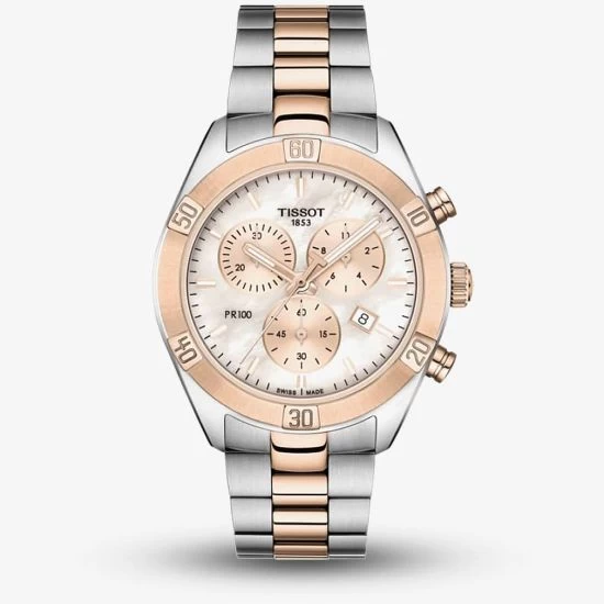 Tissot Ladies T-Classic PR 100 Sport Chic Chronograph Two-Tone Watch T101.917.22.151.00 3 Tissot Ladies T-Classic PR 100 Sport Chic Chronograph Two-Tone Watch T101.917.22.151.00