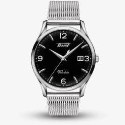 Tissot Mens Heritage Visodate Black Dial Mesh Bracelet Watch T118.410.11.057.00